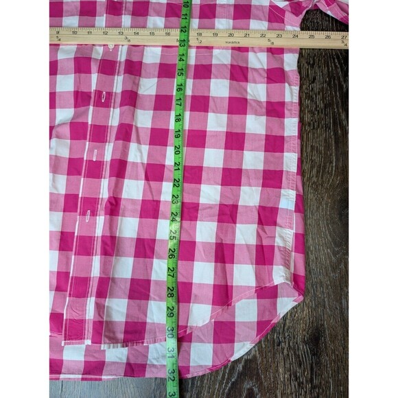 J. McLaughlin Gingham Check Button Down Dress Shirt Large Pink White Preppy 167 - Picture 3 of 5